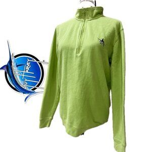 Vtg 90’ Guy Harvey Neon green Pullover Sz small Fishing boating sporty waves